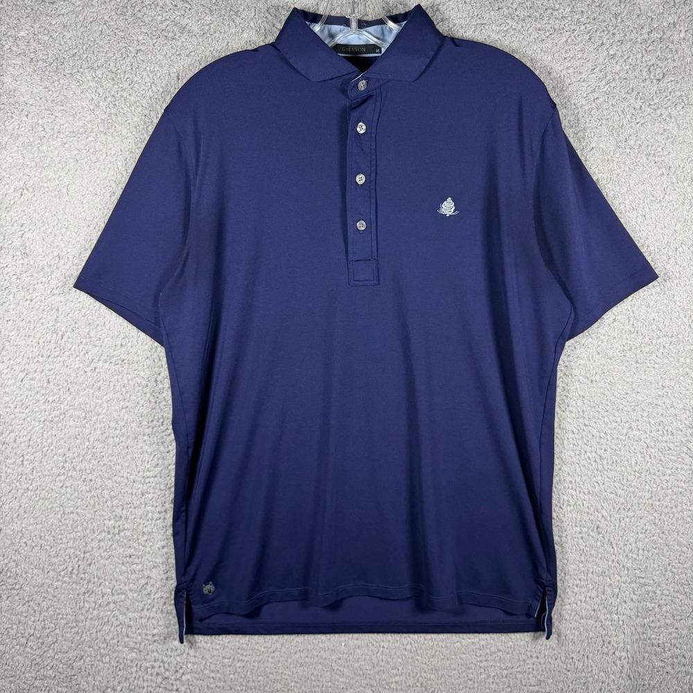 Greyson Clothiers Mens Navy Blue Performance Golf Polo Shirt Size M Logo Stretch